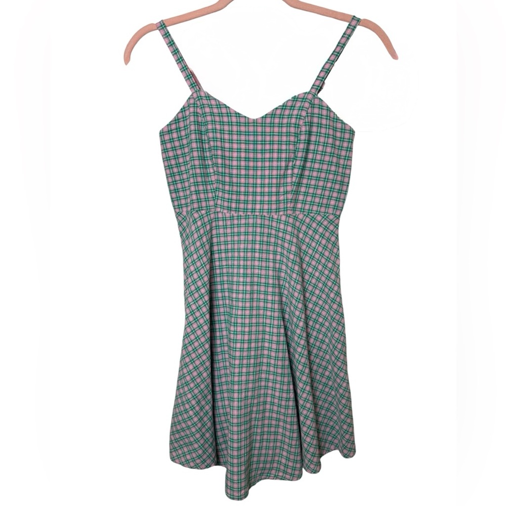 Arizona Jean Company Green and Pink Checkered Mini Dress